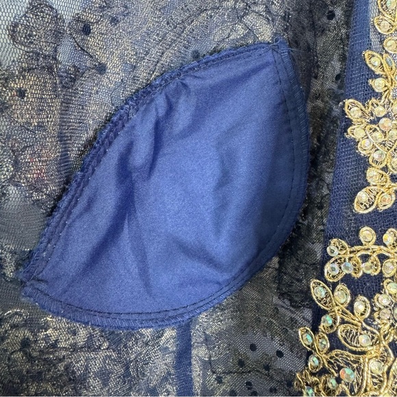 Camille La Vie Embroidered Sequin Formal Prom Pageant Mini Dress Blue Size 00 - Picture 14 of 15